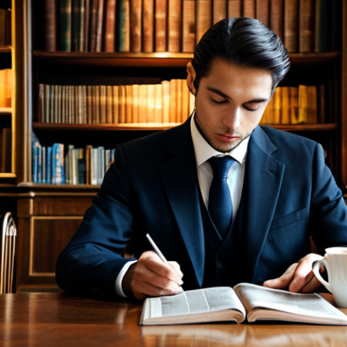 Home 19 A sophisticated individual in a modest, dark professional suit, seated elegantly at a polished wooden table in a classic Viennese coffee house. The background features ornate architectural details, soft ambient lighting, and shelves filled with books and newspapers. The subject holds a small, steaming coffee cup with well-formed hands, engaging in a contemplative, natural pose. The atmosphere is calm and cultured. professional photography, high-resolution, safe for work, appropriate content, fully clothed, perfect anatomy, correct proportions, natural body proportions, proper finger count, professional dress.