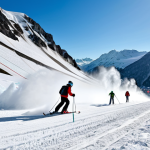 Austrian Ski Resort Adapting to Climate Change**

"A picturesque Austrian ski resort in the Alps, with some slopes showing green grass due to lack of snow.  Snow cannons are actively spraying artificial snow on other slopes.  In the background, a partially melted glacier is visible. Focus on the contrast between the natural beauty and the signs of climate change adaptation. Fully clothed skiers are enjoying the slopes where possible. Safe for work, appropriate content, fully clothed, professional, natural proportions, high quality."

**