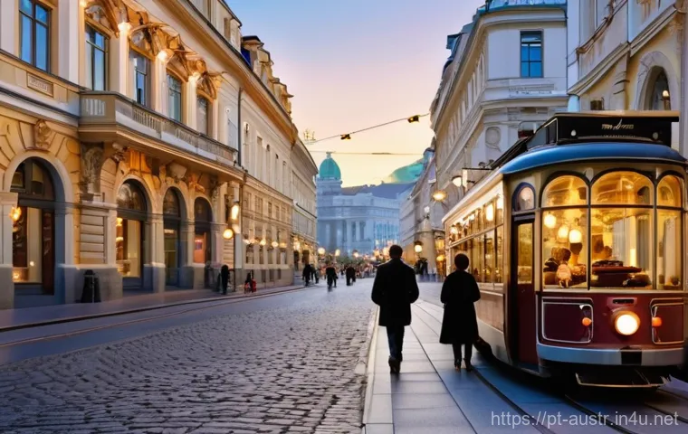 오스트리아에서 살기 좋은 도시 - **Prompt: "A vibrant street scene in Vienna, Austria, at dusk. Elegant people, dressed in stylish bu...