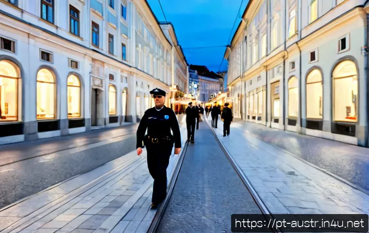Home 17 오스트리아 범죄율과 안전 정보 - Photorealistic early evening street scene in Vienna, Austria, showing a calm, well-lit pedestrian bo...
